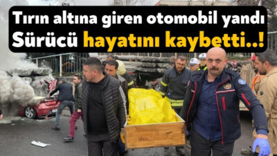 Kocaeli'nin Dilovası ilçesinde park halindeki tırın altına giren otomobilde yangın