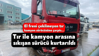 Kocaeli'nin Gebze ilçesinde el freni çekilmeyen tır, yaklaşık 100 metre