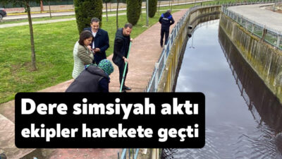 Kocaeli'nin Kartepe ilçesinden geçen Kule Dere simsiyah aktı. Kocaeli Büyükşehir