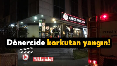 Kocaeli’nin Derince ilçesinde bir iş merkezindeki dönerci dükkanında çıkan yangın