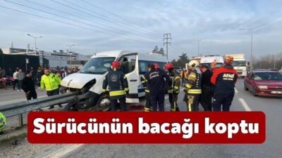 Kocaeli'nin Kartepe ilçesinde servis aracının bariyerlere çarpması neticesinde meydana gelen