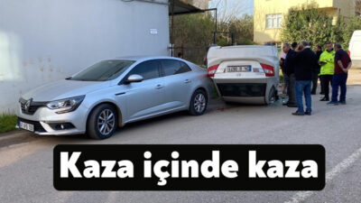 Kocaeli'nin Başiskele ilçesinde hafif ticari araç ile çarpışan otomobil takla