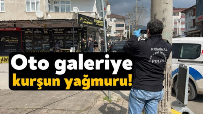 Kocaeli'nin Körfez ilçesinde kasklı 2 şahıs, bir oto galeriye kurşun