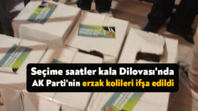 Seçime saatler kala Dilovası'nda AK Parti'nin erzak kolileri ifşa edildi.