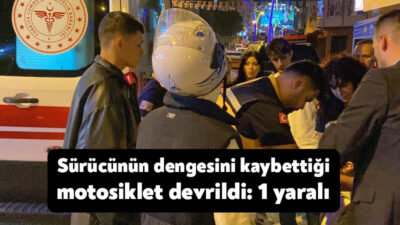 Kocaeli'nin Gebze ilçesinde sürücünün dengesini kaybetmesi neticesinde devrilen motosiklette bulunan