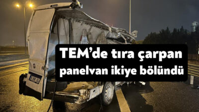 TEM Otoyolu’nun Kocaeli geçişinde traktör yüklü tıra arkadan çarpan panelvan