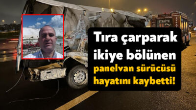 TEM Otoyolu'nun Kocaeli geçişinde tıra arkadan çarpan ve ikiye bölünen