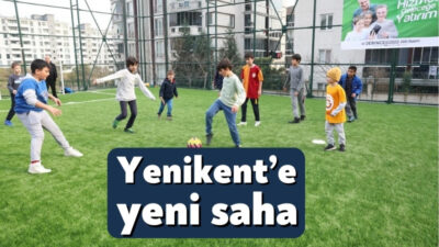 Yenikent Mahallesi Araptepe mevkiinde hizmete sunulan futbol ve basketbol sahasının