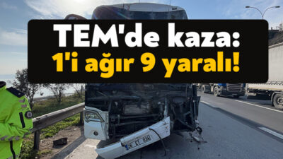 TEM Otoyolu’nun Kocaeli geçişinde yolcu otobüsü, tır ve hafif ticari