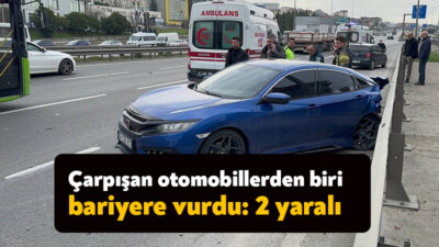 Gebze'de seyir halindeki otomobilin çarptığı diğer araç bariyere vurarak durabildi.