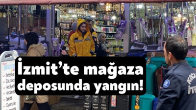 Kocaeli'nin İzmit ilçesinde bir mağazanın deposunda elektrik kontağından çıkan yangın,