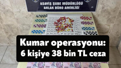 Kocaeli’de kumar oynadığı tespit edilen 6 kişiye, 38 bin 500