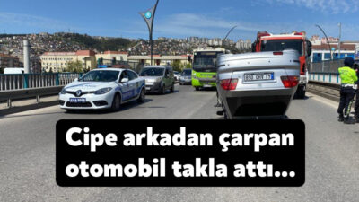 Kocaeli'nin İzmit ilçesinde köprü üzerinde cipe arkadan çarpan otomobilin takla