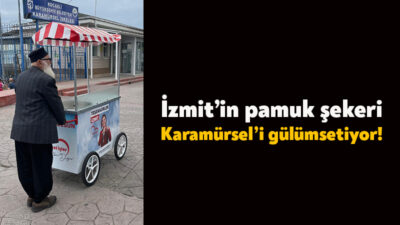 İzmit Belediyesi’nin seçim süresince Yürüyüş Yolu’nda vatandaşlara ücretsiz pamuk şeker