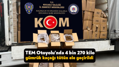 TEM Otoyolu Kocaeli geçişinde şüphe üzerine durdurulan tırda 4 bin