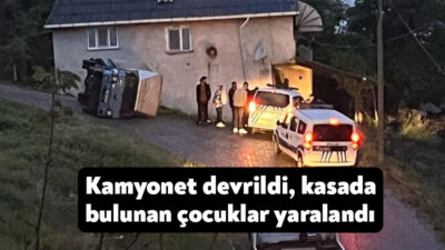 Kocaeli'in Gölcük ilçesinde yokuş yukarı çıkan kamyonet devrilirken, aracın kasasında