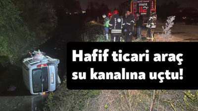 Kocaeli’nin Kartepe ilçesinde hafif ticari araç su kanalına uçtu. Kazada