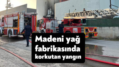 Kocaeli'nin Başiskele ilçesinde madeni yağ üretimi yapılan fabrikada çıkan yangın