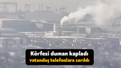 Başiskele'de bulunan Hayat Kimya fabrikasının bacasından çıkan beyaz duman körfezin