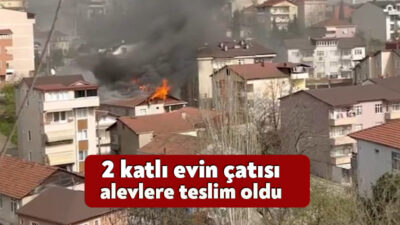 Derince ilçesinde 2 katlı evin çatı katı alevlere teslim oldu