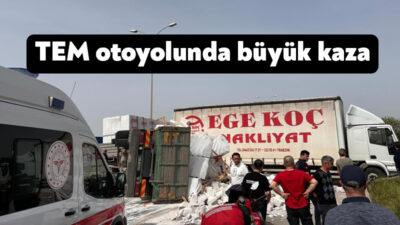 Anadolu Otoyolu Kocaeli geçişinde bir tır ve iki kamyonun karıştığı