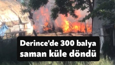 Kocaeli’nin Derince ilçesinde 300 balya saman çıkan yangında küle döndü.