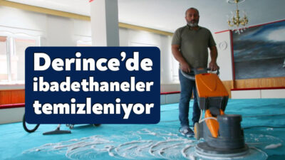 Derince Belediyesi ekipleri ilçe genelindeki ibadethanelerdeki temizlik işlemlerine periyodik olarak