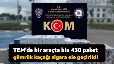 Kocaeli'de TEM Otoyolu'nda şüphe üzerine durdurulan araçta bin 430 paket