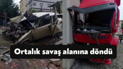 Kocaeli'nin Çayırova ilçesinde freni boşalan park halindeki kamyon, 100 metre