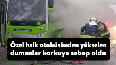 Kocaeli'nin İzmit ilçesinde seyir halinde olan özel halk otobüsünden dumanlar