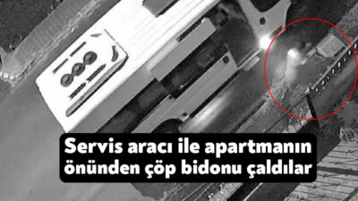 Kocaeli’nin Körfez ilçesinde bir apartmanın önünde bulunan çöp bidonunu bölgeye