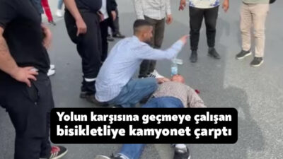 Kocaeli'nin Gebze ilçesinde yolun karşısına geçmeye çalışan bisikletliye kamyonet çarptı.