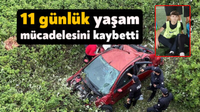 Gebze'de otomobilin 10 metrelik istinat duvarından uçması neticesinde meydana gelen