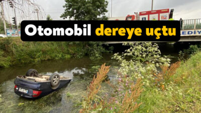 İzmit'te sürücüsünün kontrolünden çıkan otomobil dereye uçtu. Otomobilde mahsur kalan