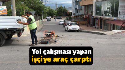 Kocaeli'nin Körfez ilçesinde yol bakım çalışması yaptığı esnada aracın çarptığı