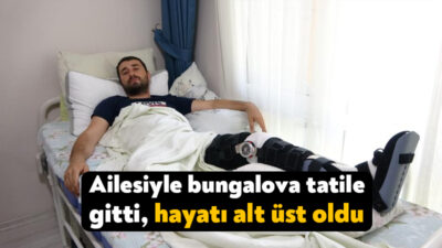 Kocaeli'de ailesi ve arkadaşlarıyla bungalova tatile giden Ozan Yazan, bahçede