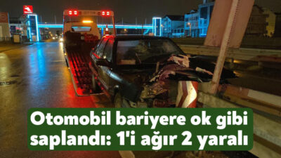 Kartepe'de sürücüsünün direksiyon hakimiyetini kaybettiği otomobil bariyere çarptı. Kazada biri