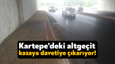 Kocaeli'nin Kartepe ilçesinde bulunan altgeçidin yağmur suları kanalize edilmediği için