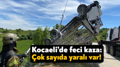 Kandıra'da tüp yüklü kamyonun kontrolden çıkarak hafif ticari araca
