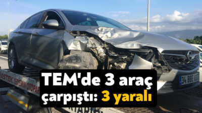 TEM Otoyolu'nun Kocaeli geçişinde 3 aracın çarpışması neticesinde meydana gelen