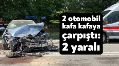 Kocaeli'nin Kartepe ilçesinde kafa kafaya çarpışan 2 otomobilin sürücüleri yaralandı.