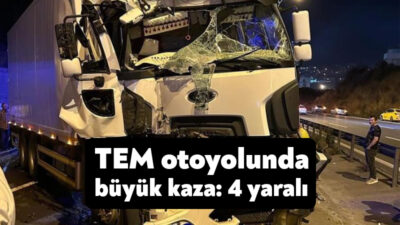 TEM otoyolu Dilovası geçişinde meydana gelen kazada iki kamyon ve