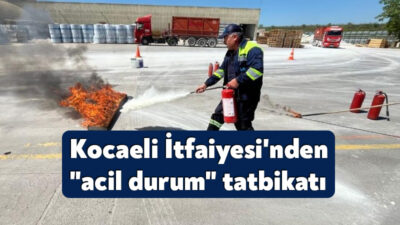 Kocaeli'de itfaiye personelleri, muhtemel yangın ve afetlere karşı fabrikalarda teorik