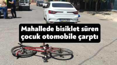 Kocaeli'nin Körfez ilçesinde bisikletli bir çocuk, seyir halindeki otomobilin kapısına