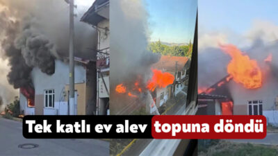 Gölcük'de çıkan yangında tek katlı ev alev topuna döndü. Alevler