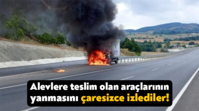 Kocaeli'nin İzmit ilçesinde seyir halinde olan kamyonet alevlere teslim olurken,
