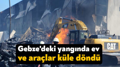 Kocaeli'nin Gebze ilçesinde boya fabrikasında çıkan yangın 2 ev
