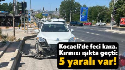 Kocaeli'nin İzmit ilçesinde kırmızı ışıkta geçen otomobil, yolun karşısına geçmek