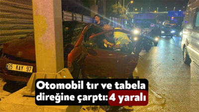Kocaeli'nin İzmit ilçesinde sürücüsünün direksiyon hakimiyetini kaybettiği otomobil önce tıra,