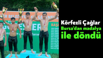 Körfez Gençlerbirliği sporcusu Çağlar Reşitoğlu Bursa Çalı Yağlı Güreşlerinde üçüncü